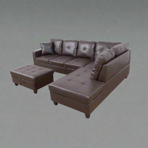 Modern L-Shaped Sectional Sofa with Ottoman - Right Facing Configuration

Living Room Setup with Black L-Shaped Sectional and Ottoman

Tufted Cushion Detail on Modern Sectional Sofa

Family Room with White L-Shaped Sectional Sofa
