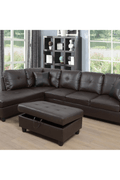 Modern L-Shaped Sectional Sofa with Ottoman - Right Facing Configuration

Living Room Setup with Black L-Shaped Sectional and Ottoman

Tufted Cushion Detail on Modern Sectional Sofa

Family Room with White L-Shaped Sectional Sofa