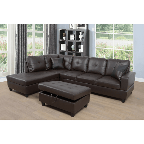 Modern L-Shaped Sectional Sofa with Ottoman - Right Facing Configuration

Living Room Setup with Black L-Shaped Sectional and Ottoman

Tufted Cushion Detail on Modern Sectional Sofa

Family Room with White L-Shaped Sectional Sofa