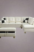 Modern L-Shaped Sectional Sofa with Ottoman - Right Facing Configuration

Living Room Setup with Black L-Shaped Sectional and Ottoman

Tufted Cushion Detail on Modern Sectional Sofa

Family Room with White L-Shaped Sectional Sofa