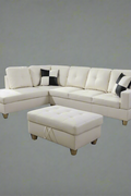 Modern L-Shaped Sectional Sofa with Ottoman - Right Facing Configuration

Living Room Setup with Black L-Shaped Sectional and Ottoman

Tufted Cushion Detail on Modern Sectional Sofa

Family Room with White L-Shaped Sectional Sofa