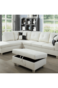 Modern L-Shaped Sectional Sofa with Ottoman - Right Facing Configuration

Living Room Setup with Black L-Shaped Sectional and Ottoman

Tufted Cushion Detail on Modern Sectional Sofa

Family Room with White L-Shaped Sectional Sofa