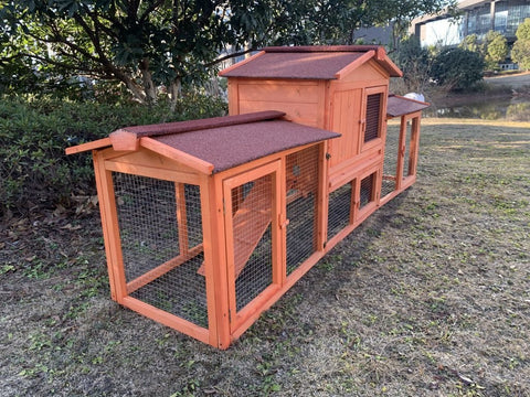 New Large 2 - Tier Wooden Chicken Coop & Rabbit Hutch – Outdoor Pet House with Run & Nesting Box RH1063 - with | Sold by Uncle Wiener's Wholesale