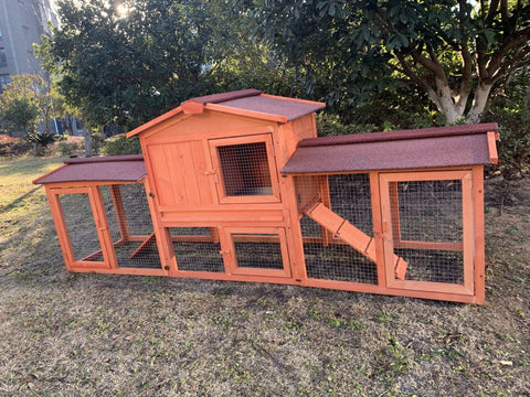New Large 2 - Tier Wooden Chicken Coop & Rabbit Hutch – Outdoor Pet House with Run & Nesting Box RH1063 - with | Sold by Uncle Wiener's Wholesale