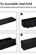 Large foldable black ottoman bench with tufted top
Hidden storage chest bench for bedroom or hallway
Black storage ottoman with modern tufted seat design