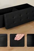 Large foldable black ottoman bench with tufted top
Hidden storage chest bench for bedroom or hallway
Black storage ottoman with modern tufted seat design