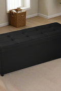 Large foldable black ottoman bench with tufted top
Hidden storage chest bench for bedroom or hallway
Black storage ottoman with modern tufted seat design