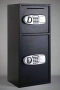 Double Door Digital Safe – Front View

Internal View of Dual Compartments

Safe with Open Drop Slot

Keypad Lock Close-Up

Steel Safe Mounted in Store

Secure Heavy-Duty Cash Safe

Interior with Included Keys