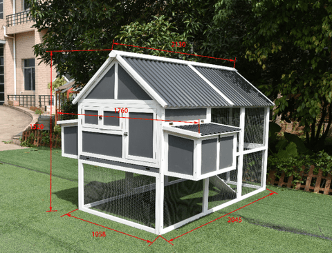 P61415 model large outdoor pet housing with mesh panels and sloped roof