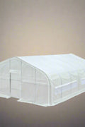 Large 20x30x10 FT walk-in tunnel greenhouse with plastic screen

20x20x10 FT metal frame in backyard

Side view of tunnel greenhouse for gardening use

Heavy-duty frame and plastic cover greenhouse for winter growing