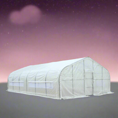 Large 20x30x10 FT walk-in tunnel greenhouse with plastic screen

20x20x10 FT metal frame greenhouse in backyard

Side view of tunnel greenhouse for gardening use

Heavy-duty frame and plastic cover greenhouse for winter growing