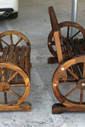 “Rustic wooden bench with wagon wheel arms”

“Farmhouse-style outdoor bench for patio”

“Burnt wood garden bench with natural finish”

“Weather-resistant wagon wheel bench WGB62”