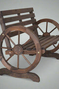“Rustic wooden bench with wagon wheel arms”

“Farmhouse-style outdoor bench for patio”

“Burnt wood garden bench with natural finish”

“Weather-resistant wagon wheel bench WGB62”