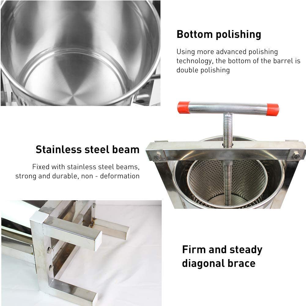 New Large Stainless Steel Honey & Fruit Wine Press Machine – Manual Juice Extractor for Winemaking & Beekeeping 417ZT05 - with | Sold by Uncle Wiener's Wholesale