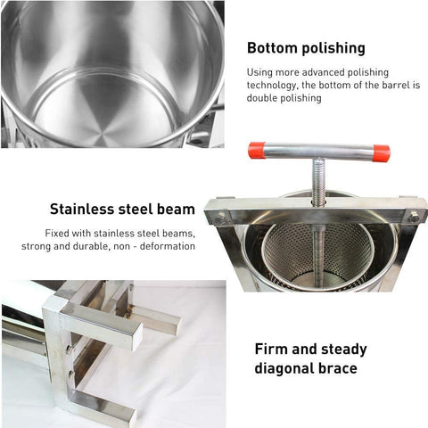 New Large Stainless Steel Honey & Fruit Wine Press Machine – Manual Juice Extractor for Winemaking & Beekeeping 417ZT05 - with | Sold by Uncle Wiener's Wholesale