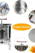 New Large Stainless Steel Honey & Fruit Wine Press Machine – Manual Juice Extractor for Winemaking & Beekeeping 417ZT05 - with | Sold by Uncle Wiener's Wholesale