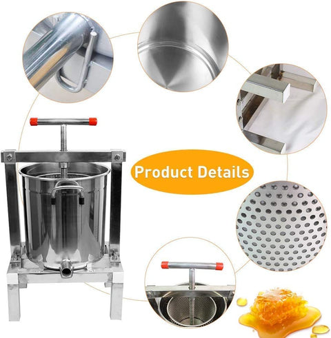 New Large Stainless Steel Honey & Fruit Wine Press Machine – Manual Juice Extractor for Winemaking & Beekeeping 417ZT05 - with | Sold by Uncle Wiener's Wholesale