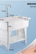 New Large White Utility Sink Laundry Tub with Stainless Steel Faucet – Durable Freestanding Laundry Sink 8575910 - with | Sold by Uncle Wiener's Wholesale