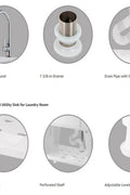 New Large White Utility Sink Laundry Tub with Stainless Steel Faucet – Durable Freestanding Laundry Sink 8575910 - with | Sold by Uncle Wiener's Wholesale