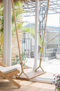 Wooden hanging swing set with ropes for indoor and outdoor use
Eco-friendly wooden swing with adjustable ropes and carabiners
Large porch swing seat made from natural wood
Swing set with complete mounting hardware and tree straps
Sturdy wooden swing supporting up to 300 lbs for adults and kids