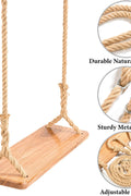 Wooden hanging swing set with ropes for indoor and outdoor use
Eco-friendly wooden swing with adjustable ropes and carabiners
Large porch swing seat made from natural wood
Swing set with complete mounting hardware and tree straps
Sturdy wooden swing supporting up to 300 lbs for adults and kids