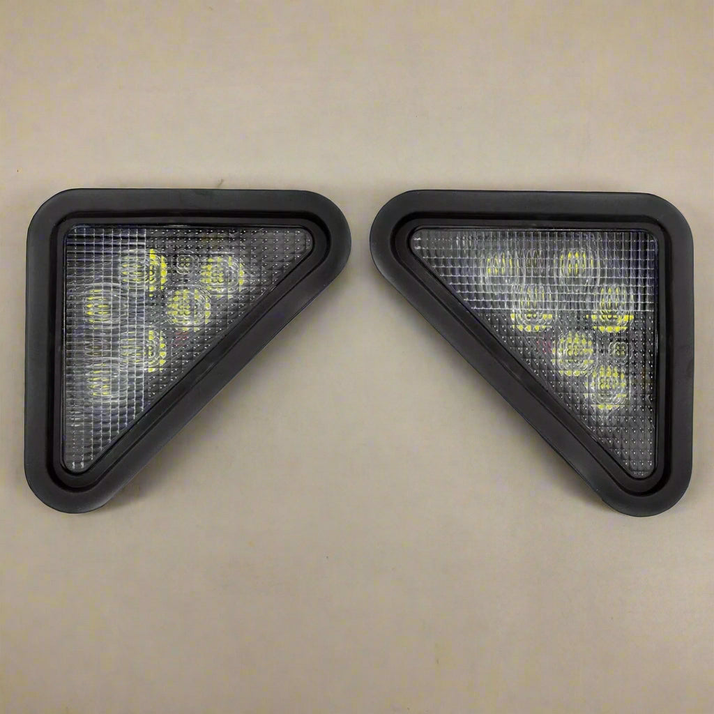 Bobcat LED headlight set – left and right sealed triangle lights
Rear wiring and housing of Bobcat LED headlight upgrade