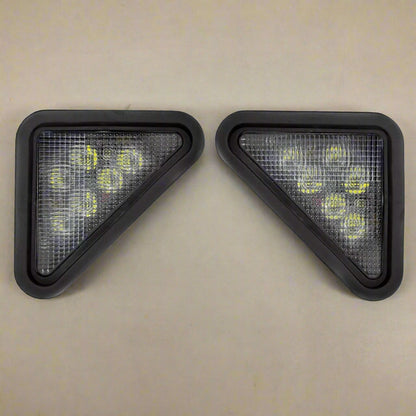Bobcat LED headlight set – left and right sealed triangle lights
Rear wiring and housing of Bobcat LED headlight upgrade