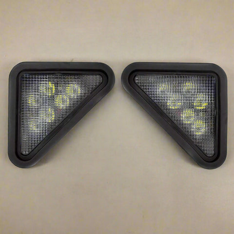 Bobcat LED headlight set – left and right sealed triangle lights
Rear wiring and housing of Bobcat LED headlight upgrade