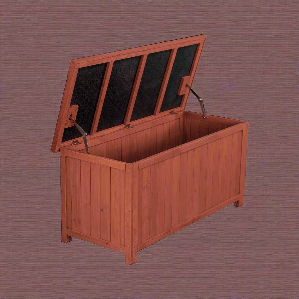 Leisure Season Wooden Deck Storage Box - Front View

Outdoor Wooden Patio Storage Bench - Leisure Season DB4820

Weatherproof Wooden Garden Storage Chest

Wooden Deck Storage Box with Lift-Up Lid

Patio Storage and Seating Box for Garden Tools and Accessories