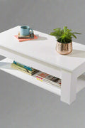 Lift-top coffee table with storage compartment and laptop workstation function – modern accent design in brown and white finish