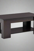 Lift-top coffee table with storage compartment and laptop workstation function – modern accent design in brown and white finish