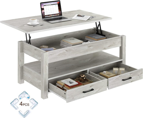 New Lift Top Coffee Table with Storage – Gray or White Modern Wood Table for Living Room - with Gray | Sold by Uncle Wiener's Wholesale