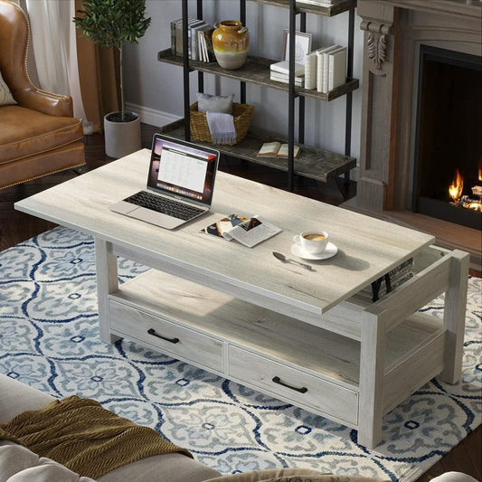 New Lift Top Coffee Table with Storage – Gray or White Modern Wood Table for Living Room - with Gray | Sold by Uncle Wiener's Wholesale