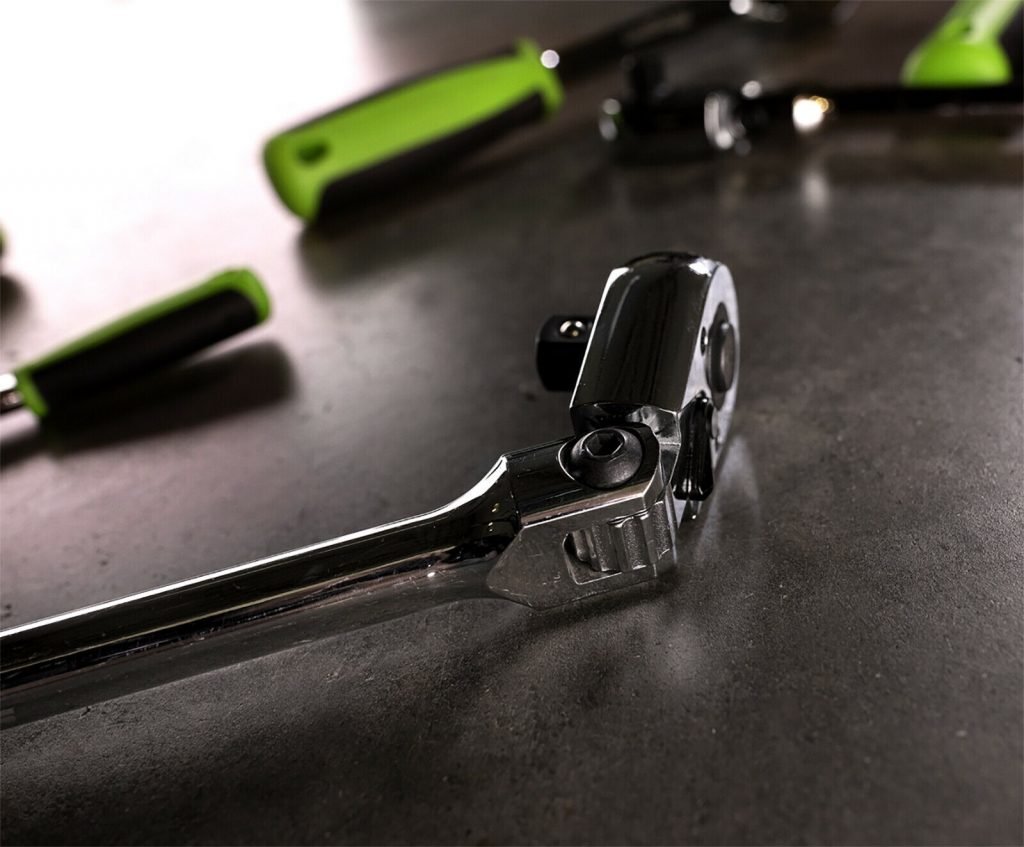 New Long Ratchet Handle with Flexi Socket Drive – 72 - Tooth Precision Tool - with 3/8″ Square Drive J0012 | Sold by Uncle Wiener's Wholesale