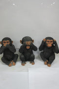 Three wise monkeys garden statues in black resin
See No Evil, Hear No Evil, Speak No Evil figurines set
Black resin symbolic monkey sculptures for garden or home
