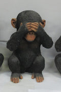 Three wise monkeys garden statues in black resin
See No Evil, Hear No Evil, Speak No Evil figurines set
Black resin symbolic monkey sculptures for garden or home