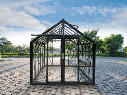 luxury tempered glass greenhouse in garden setting
aluminum-framed greenhouse with gabled roof
inside view of premium glass greenhouse
eco-friendly garden greenhouse with powder-coated frame
full-sunlight greenhouse for plants and vegetables