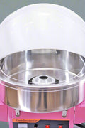 Pink Candy Floss Machine with Dome Cover – Front View

Commercial Cotton Candy Machine – Close-Up of Controls

Candy Floss Cart with Wheels – Party Setup

Dome Cover Cotton Candy Maker – Rear View

Pink Cotton Candy Machine in Use – Carnival Event