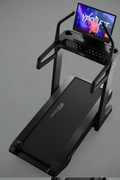 MS MAX folding treadmill side view with 21.5" display

Treadmill showing incline range and TFT screen

Foldable treadmill in compact storage position

High-speed treadmill with digital controls

Wide deck treadmill for joint support