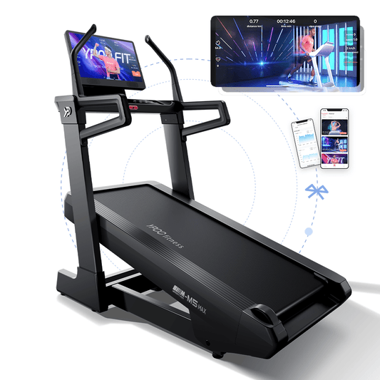 MS MAX folding treadmill side view with 21.5" display

Treadmill showing incline range and TFT screen

Foldable treadmill in compact storage position

High-speed treadmill with digital controls

Wide deck treadmill for joint support