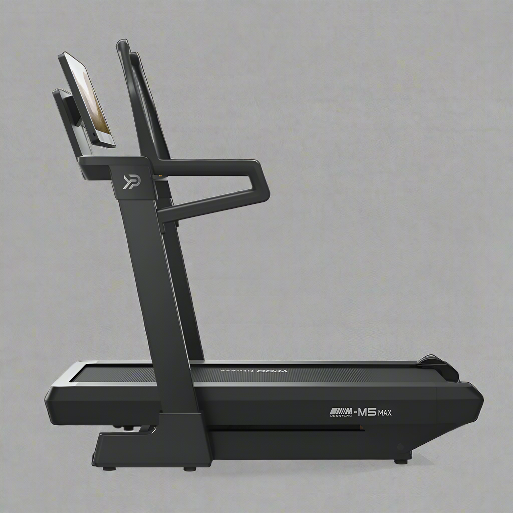 MS MAX folding treadmill side view with 21.5" display

Treadmill showing incline range and TFT screen

Foldable treadmill in compact storage position

High-speed treadmill with digital controls

Wide deck treadmill for joint support