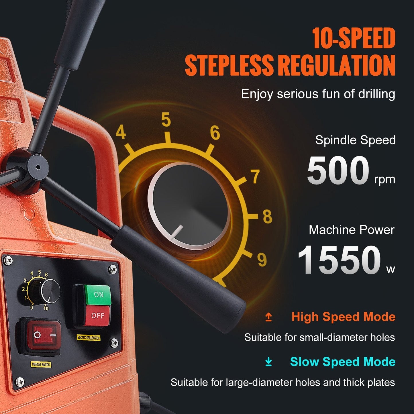 Heavy-duty magnetic drill press with 50mm capacity
1550W mag drill for industrial metalworking
Electric drill press with magnetic base and adjustable speed
Portable orange mag drill with 1550W motor
Metal fabrication drill with 50mm cutting capacity