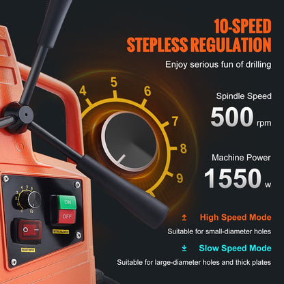 Heavy-duty magnetic drill press with 50mm capacity
1550W mag drill for industrial metalworking
Electric drill press with magnetic base and adjustable speed
Portable orange mag drill with 1550W motor
Metal fabrication drill with 50mm cutting capacity