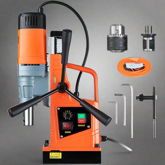 Heavy-duty magnetic drill press with 50mm capacity
1550W mag drill for industrial metalworking
Electric drill press with magnetic base and adjustable speed
Portable orange mag drill with 1550W motor
Metal fabrication drill with 50mm cutting capacity