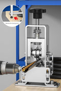 Dual-mode wire stripping machine – front view

Electric wire stripper with manual crank

Compact wire stripper with cable in slot

Manual & electric cable peeler – operation example

Drill-compatible wire stripping machine full kit

