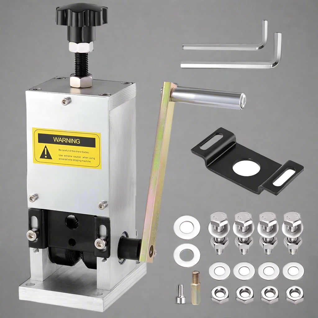 “Manual copper wire stripping machine – hand crank view”

“MWS25 wire stripper with included tools”

“Aluminum wire stripping tool for 1.5–25mm wires”

“Portable scrap wire stripper mounted on bench”