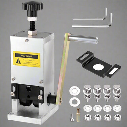 “Manual copper wire stripping machine – hand crank view”

“MWS25 wire stripper with included tools”

“Aluminum wire stripping tool for 1.5–25mm wires”

“Portable scrap wire stripper mounted on bench”