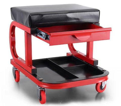 New Mechanic's Padded Creeper Work Stool with Drawer – Rolling Garage Seat with Storage & Casters S1246 - with | Sold by Uncle Wiener's Wholesale