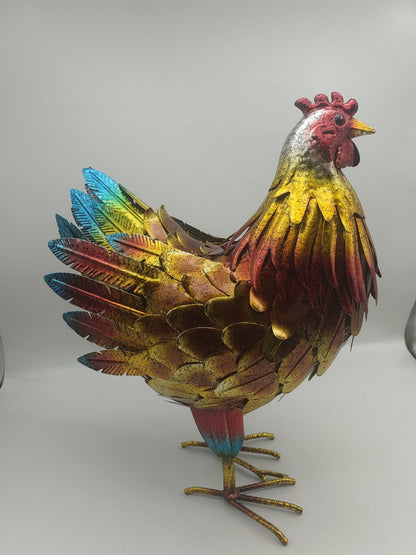 New Metal Chicken Garden Statue – Outdoor Farmhouse Decor for Lawn, Yard, or Patio 118540 - with | Sold by Uncle Wiener's Wholesale