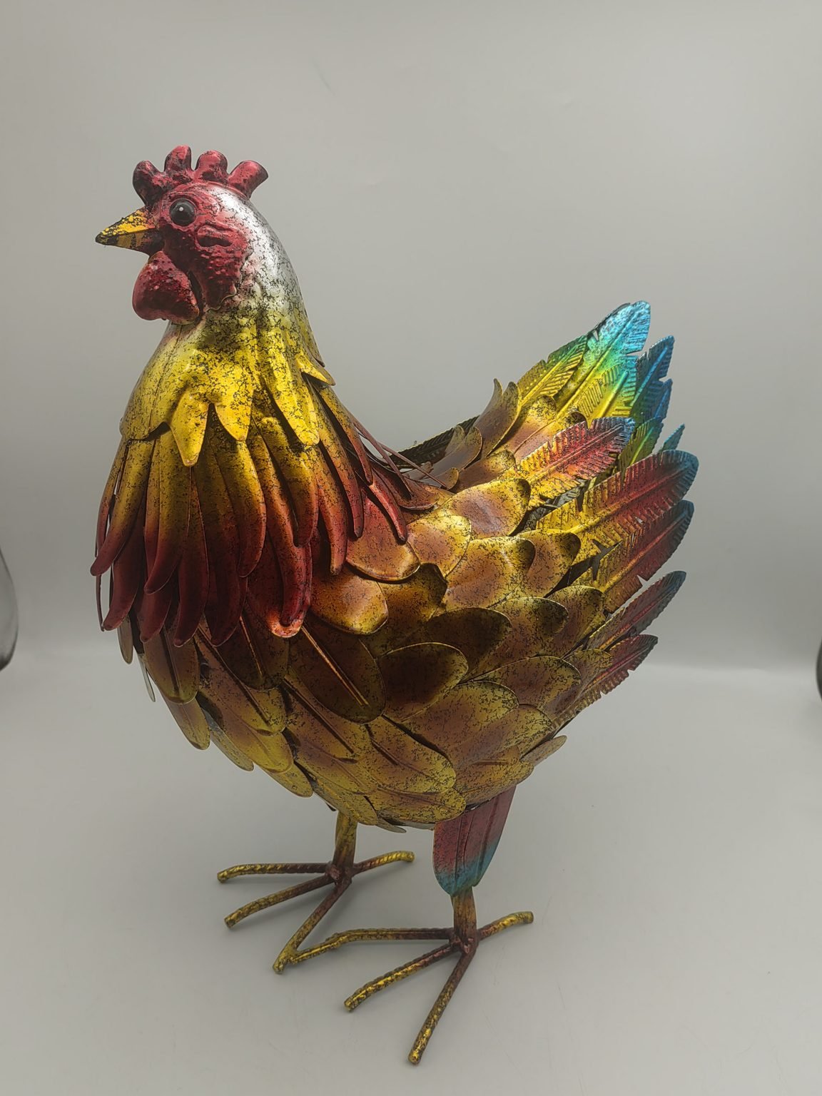New Metal Chicken Garden Statue – Outdoor Farmhouse Decor for Lawn, Yard, or Patio 118540 - with | Sold by Uncle Wiener's Wholesale